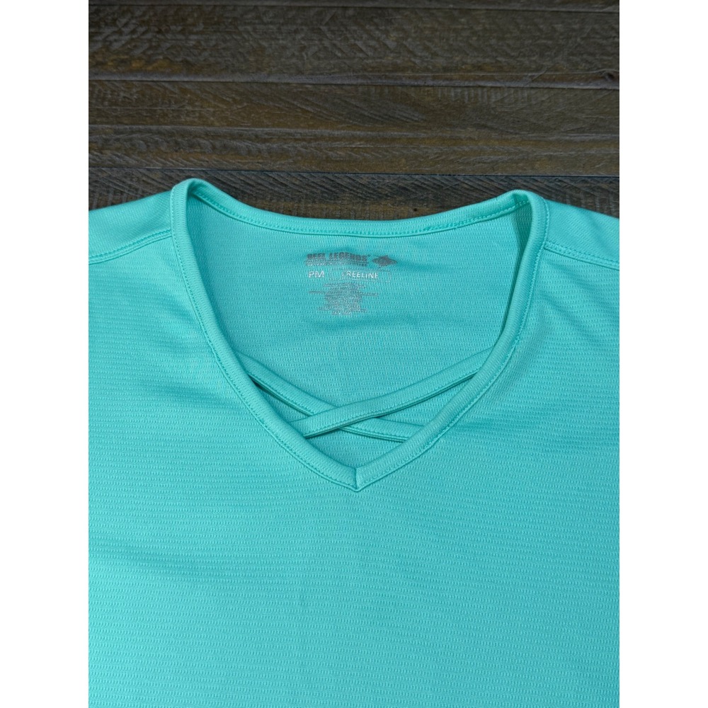 Reel Legends Freeline Top PM Aqua Mint Criss Cross V-Neck Activewear preloved - Picture 3 of 6